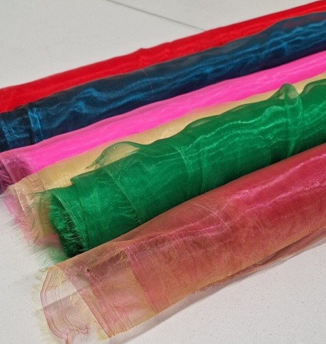 Materiale matrimonio tessuto organza trasparente velo semplice bicolore largo 150 cm - Foto 4 di 52