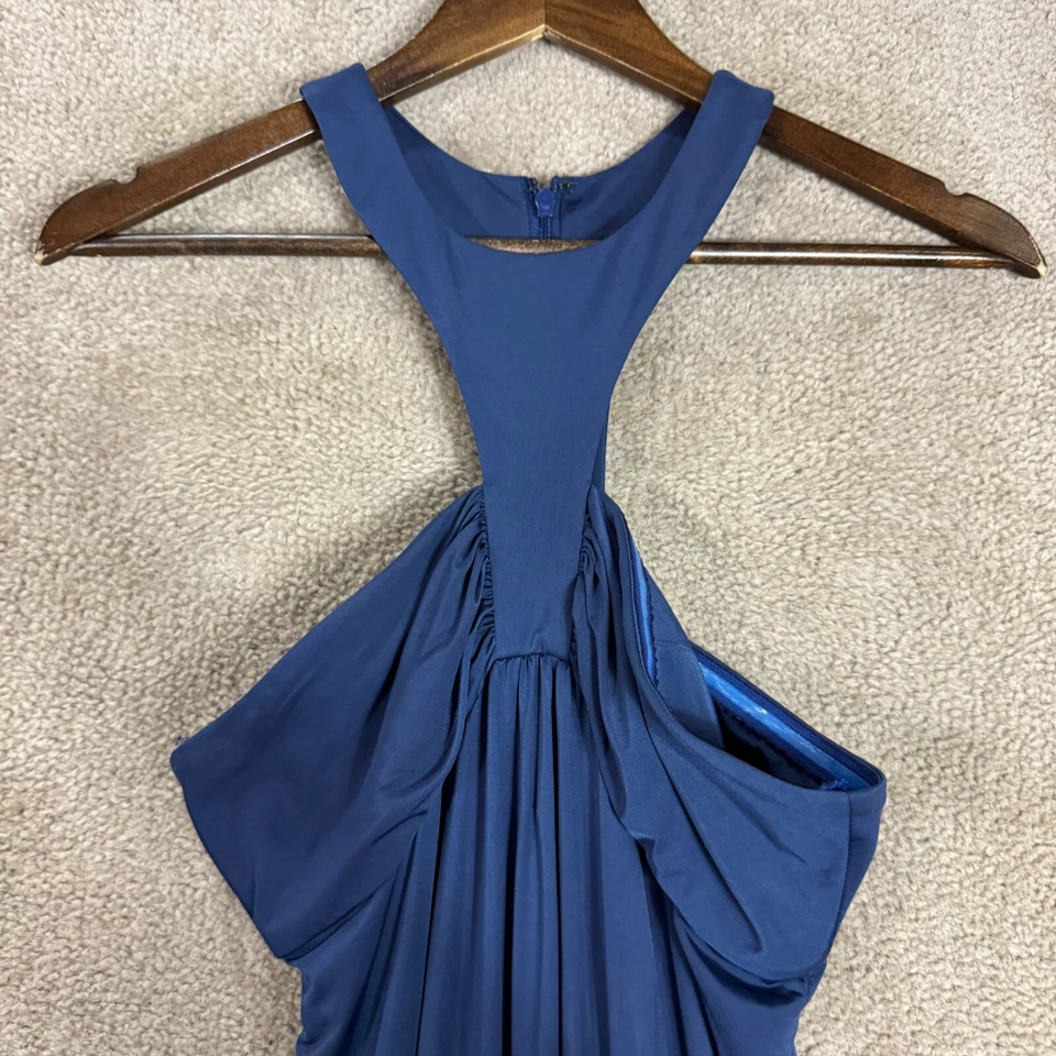 Maxi Vestido Jay Godfrey Talla 2 Azul Marino Correa en T Sin Mangas Espalda Corredora Jersey Foto 3 de 4