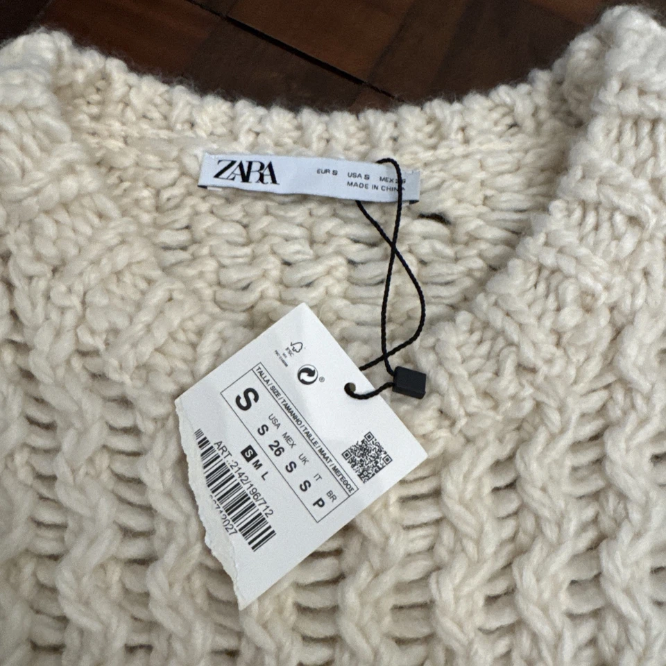 SUÉTER Zara Mujer MIXTO TEXTURIZADO TEJIDO CUELLO REDONDO Talla S Nuevo Foto 2 de 2