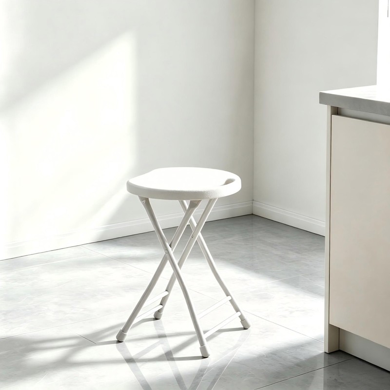 OROFULL 18"Folding Stool 2 Pack, 600lbs Capacity Bar Stool with Anti-Slip, White