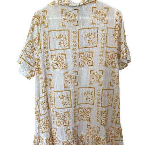 Urban Outfitters Midi Dress Women Gold Ivory Smith Eyelet Boho Vacay Size Large - Picture 7 of 12