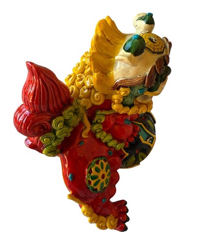 "Dos perros guardianes leones multicolores/shi Shi 4"" hechos en Japón resina hermosa" - Imagen 6 de 14