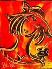 PORTRAIT LADY  Modern  Original Abstract Painting  SIGNED PALETTE KNIFE HF23F