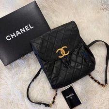 CHANEL Matelasse Chain Backpack Black Leather Japan