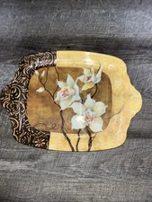 Keller Charles Melamine Hors D’oeuvre Floral on Tan Brown Tray