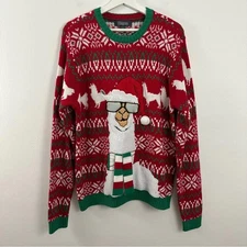 33 Degrees Llama Mutli-color Ugly Christmas Sweater Men's Size L