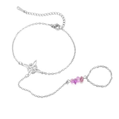 Finger Ring Bracelet Amethyst Bracelet Elegant Witch's Knot Bracelets for Women