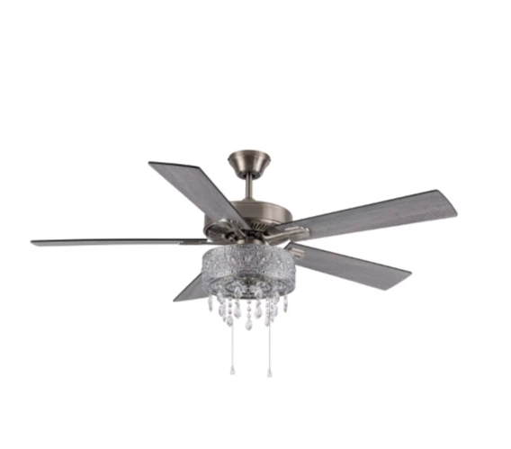 River of Goods Modern Crystal Chandelier 52" LED Silver Ceiling Fan With Light - Image 3 of 4