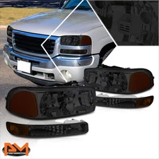 For 99-07 Sierra/Yukon GMT800 Smoked Housing Bumper Headlight Amber Corner Lamps