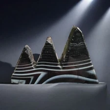Black Agate Quartz Crystal Mountain Carving