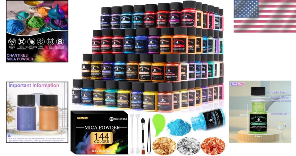 High-Density Mica Powder - 144 Colors Perfect for Resin & Beauty Products - Image 2 of 4