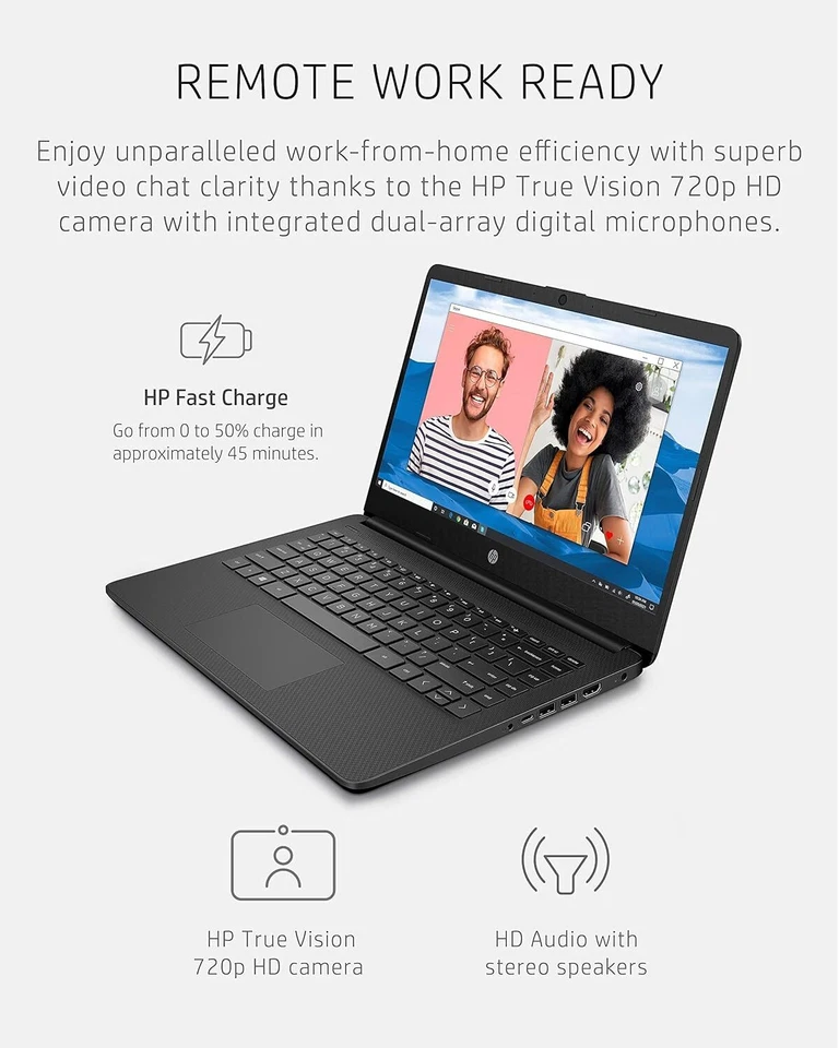 HP 14-dq0761dx 2025 Laptop 14" HD Core N4120 UP TO 16GB-384GB| Black Win11Pro - Image 3 of 4