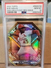 2022 TOPPS UPDATE  BOB GIBSON DIAMOND GREATS DIE CUT GOLD 58/75 PSA 10💎 POP 1!