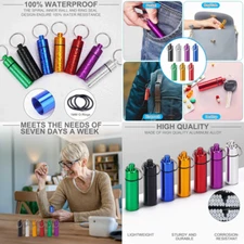 7PC Keychain Pill Holder Box Container Travel Pills Case Organizer Waterproof