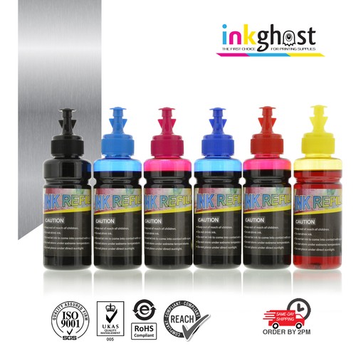Inkghost 100ml x 6 Refill Ink for Epson 82N R290 RX690 TX650 R290 R270 ...