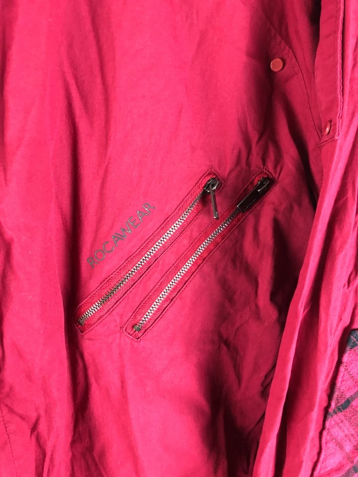 Camisa chamarra Rocawear para hombre granate con cremallera talla 3XL/4XL coderas a cuadros Y2K Foto 4 de 4