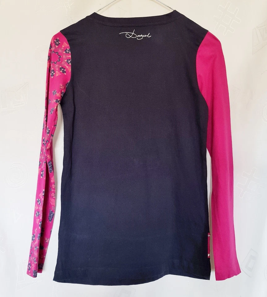 AUTHENTIC DESIGUAL POP ART LOGO BEADS BLUE PINK GIRLS TOP BLOUSE-SIZE:US12/154 - Image 3 of 4