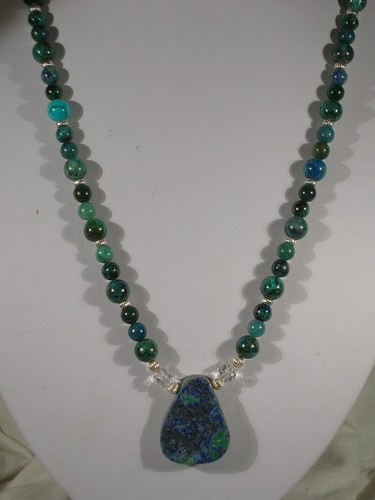 20 Zoll Chrysokoll Perlen Halskette - Bild 1 von 2