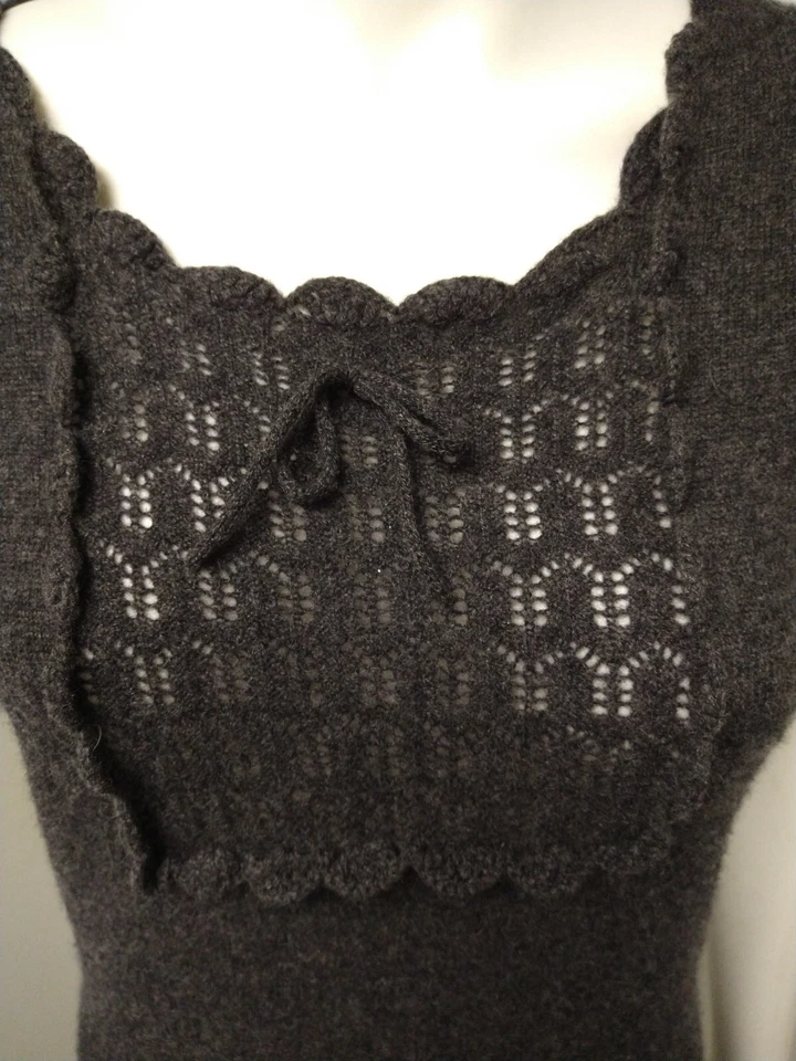 Vestido suéter de colección Max Studio para mujer 100 % cachemir con volantes pequeño preppy Foto 3 de 4