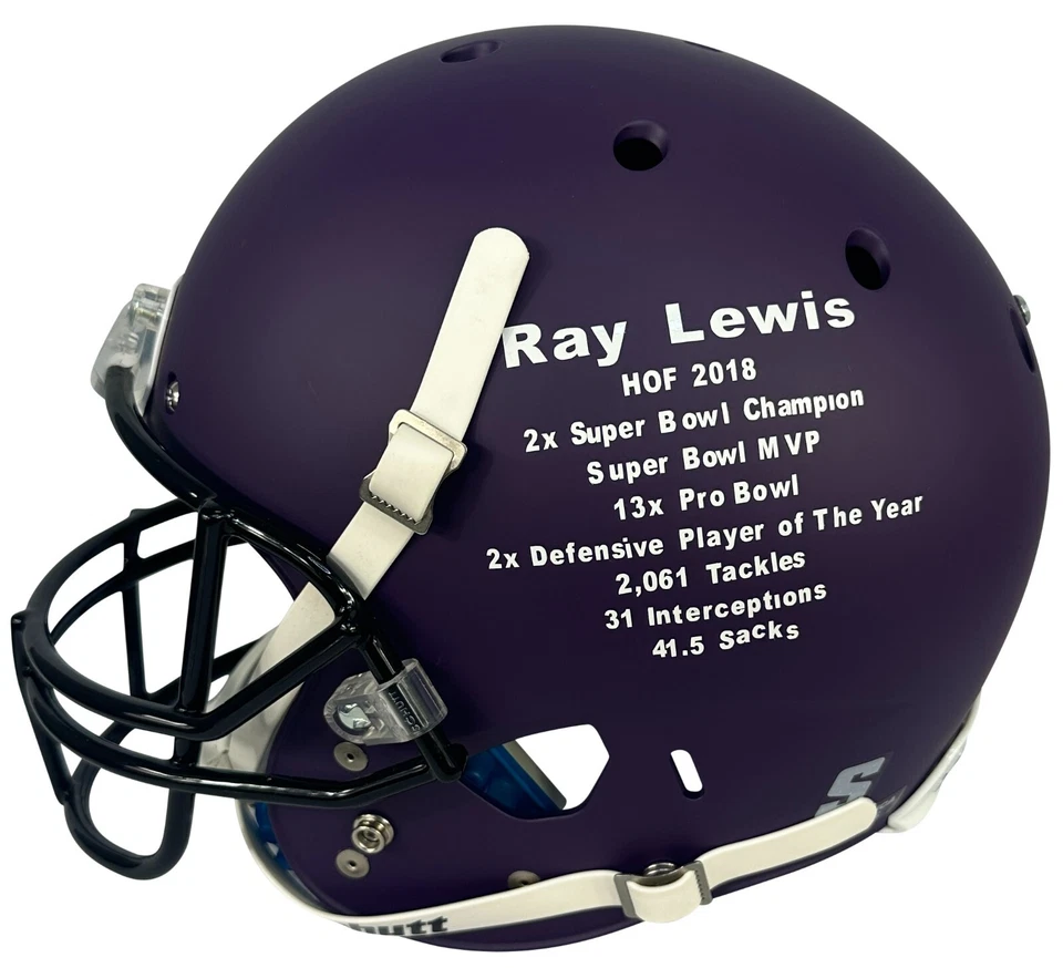 Ray Lewis autographed signed Full Size stat helmet NFL Baltimore Ravens PSA COA - Image 3 of 4