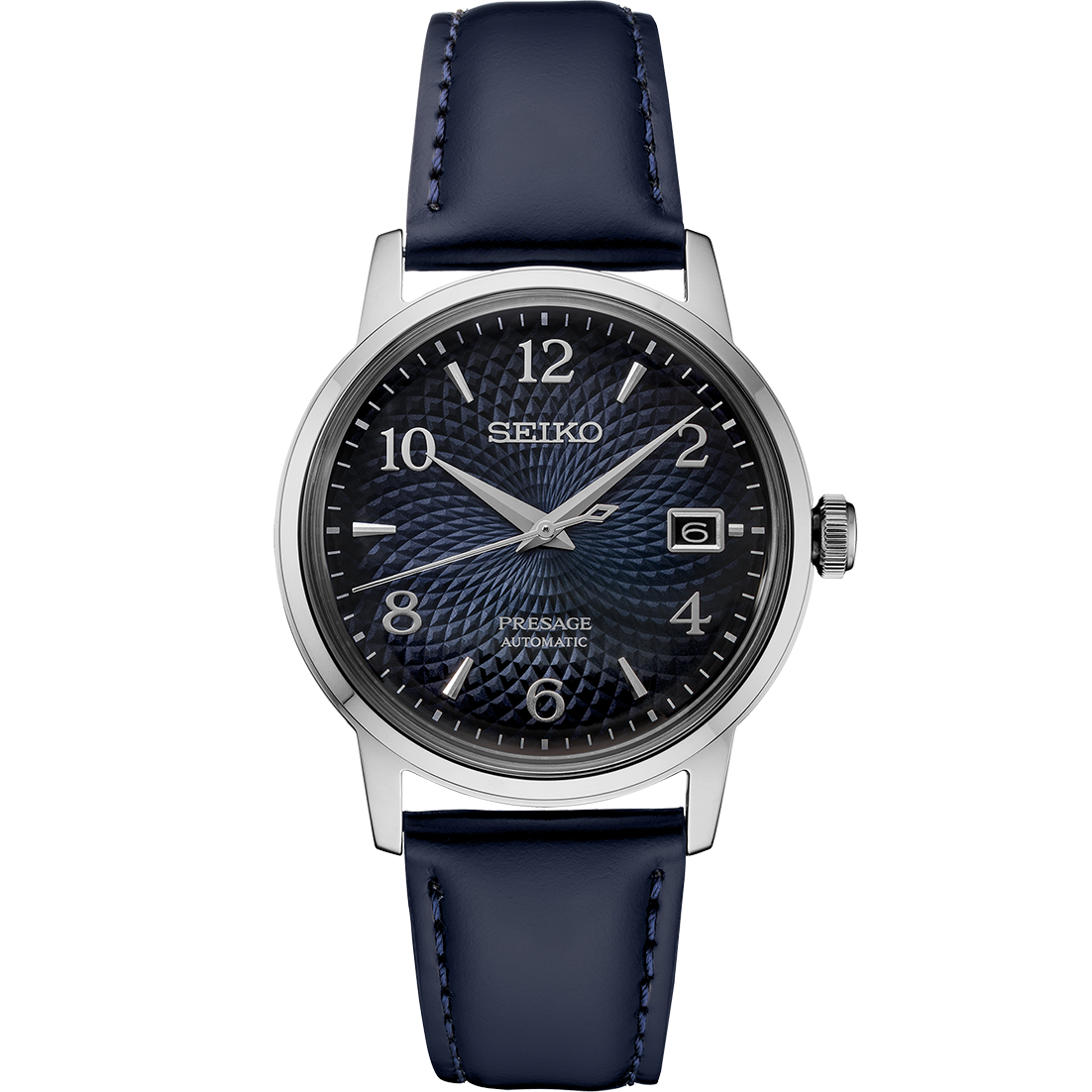 SEIKO Presage ネイビー 自動巻き 時計 Seiko Men's Presage Automatic Navy Leather Stra p Watch - QVC.com