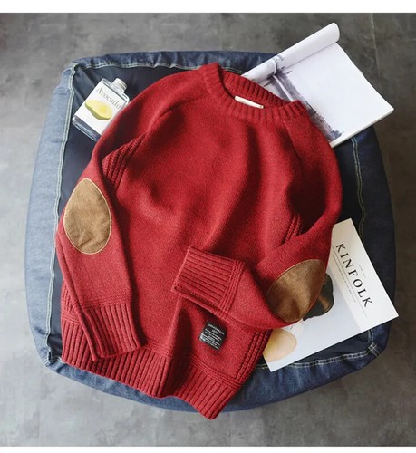Maglione pullover uomo scollo ad O spesso oversize casual ampio maglia moda autunno - Foto 10 di 28
