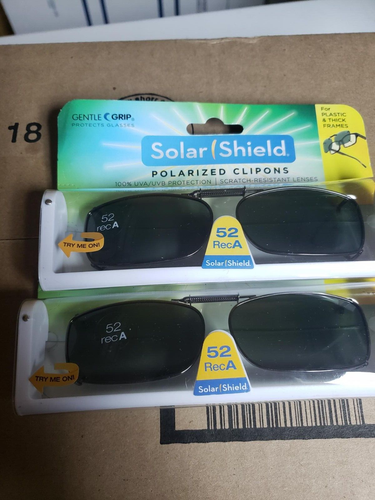 2 paires de lunettes de soleil polarisées bouclier solaire à clipser 52 rec a pour plastique COMPLET - Photo 1 sur 1