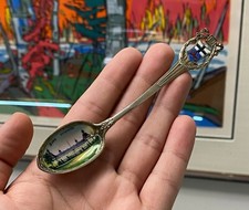 800 Silver Hand painted Bonn University Campus Germany Enameled Spoon