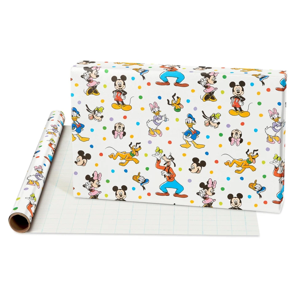 105 sq. Juego de papel de envolver Disney con líneas de cuadrícula para niños cumpleaños, bebé... Foto 2 de 4