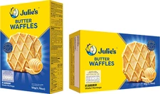 Julie's Butter Waffles – Halal Certified Golden Crispy Butter Snack 100 Packs x2