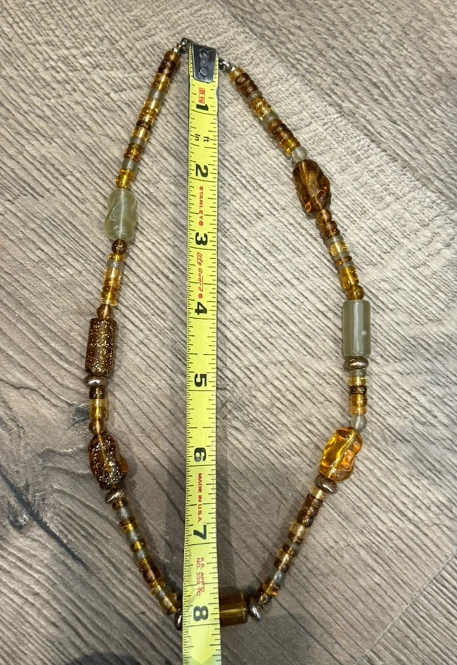 Handmade Beaded  Amber Gold Brown Necklace. - Image 3 of 3
