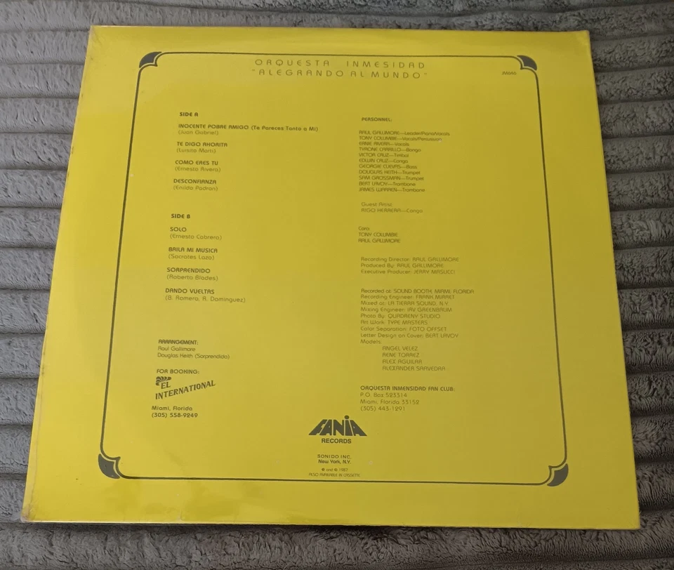 ORQUESTA INMENSIDAD - Alegrando Al Mundo (1987 Fania) Vinyl - Vintage NEW Sealed - Image 2 of 4