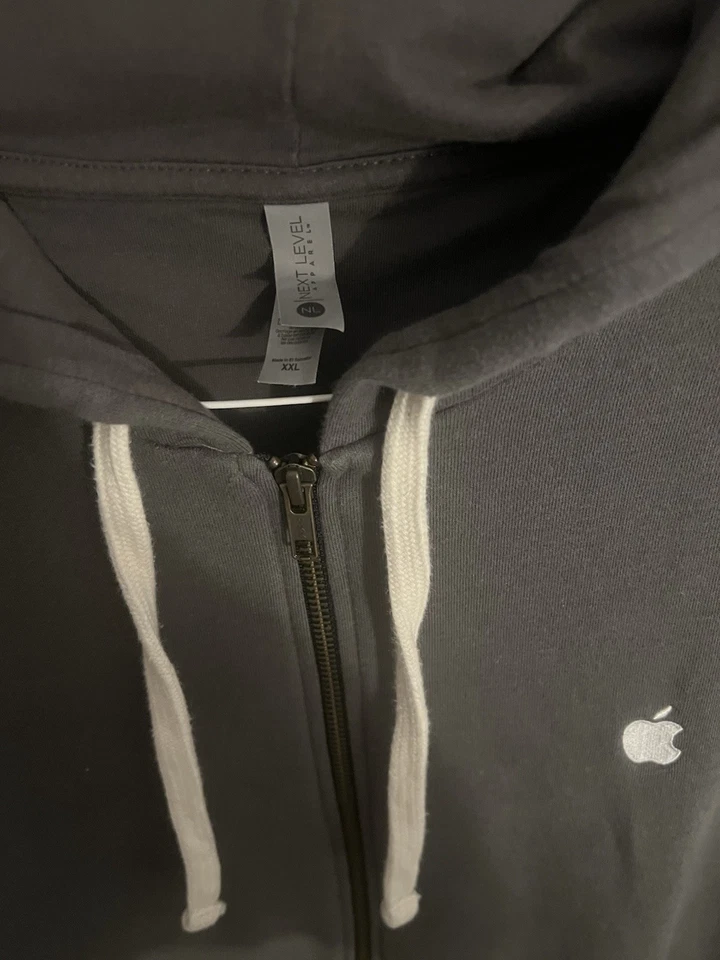 Authentic Apple Gray Full Zip Hoodie, Men’s XXL, 100% Cotton - Image 2 of 4