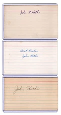 (3) JOHN JOHNNY HETKI INDEX CARD SIGNED 1945-54 REDS BROWNS PSA/DNA CERTIFIED
