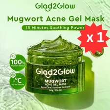 Glad2Glow Mugwort Gel Face Mask 50g –Acne Treatment, Redness Relief, Oil Control