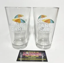 Golden Road Mango Cart Ale Umbrella Logo 16 Oz Pint Beer Glasses Set Of (2) New!