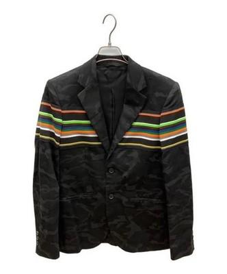 RAF SIMONS Sterling Ruby Stripe Jacket Men s 100% Cotton Black Size 46 Used TF