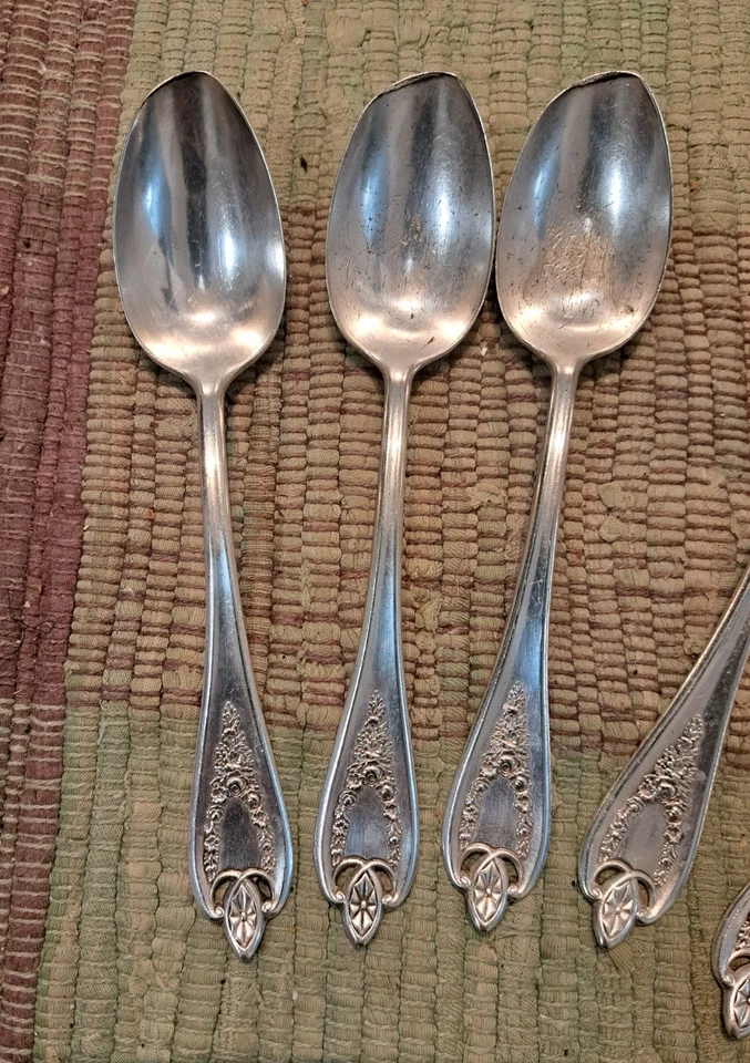 Антикварный тройной набор из пяти столовых ложек 1911 Old Colony 1847 Rogers Brothers XS - Изображение 2 из 4