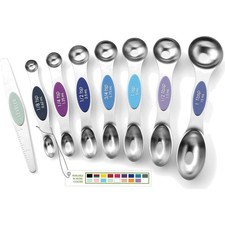 Stainless Steel Magnetic Measuring Spoons Set of 8 with Leveler, Dual Sided M...