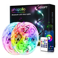 Bluetooth 24V Lights 200ft (2 Rolls of 100ft), Color Changing Lights for Bedr...