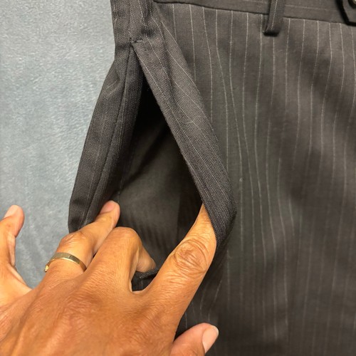 100% Wool Pronto Uomo Platinum Dress Pants Mens 36 Pin Stripe Preppy Office Work - Picture 10 of 16
