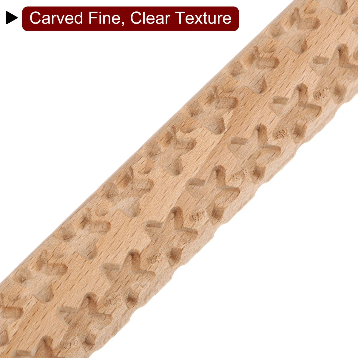 Wood Clay Roller Texture Rolling Star Emboss Beech 15cm x 2cm