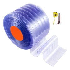 Uimoso PVC Strip Curtain Roll 150 ft x 12 in Ribbed Plastic Door Strips
