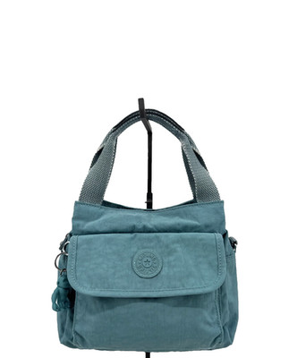 Kipling B;uae Nylon Tote Bag Monkey Charm Small Handbag 8x10