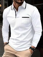 Men's Long Sleeve Fashion POLO Shirt Classic Casual Baggy Shirts