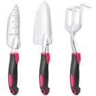 3 PCS Red Heavy Duty Garden Tool Set Shovel Trowel Rake Aluminum Alloy NEW