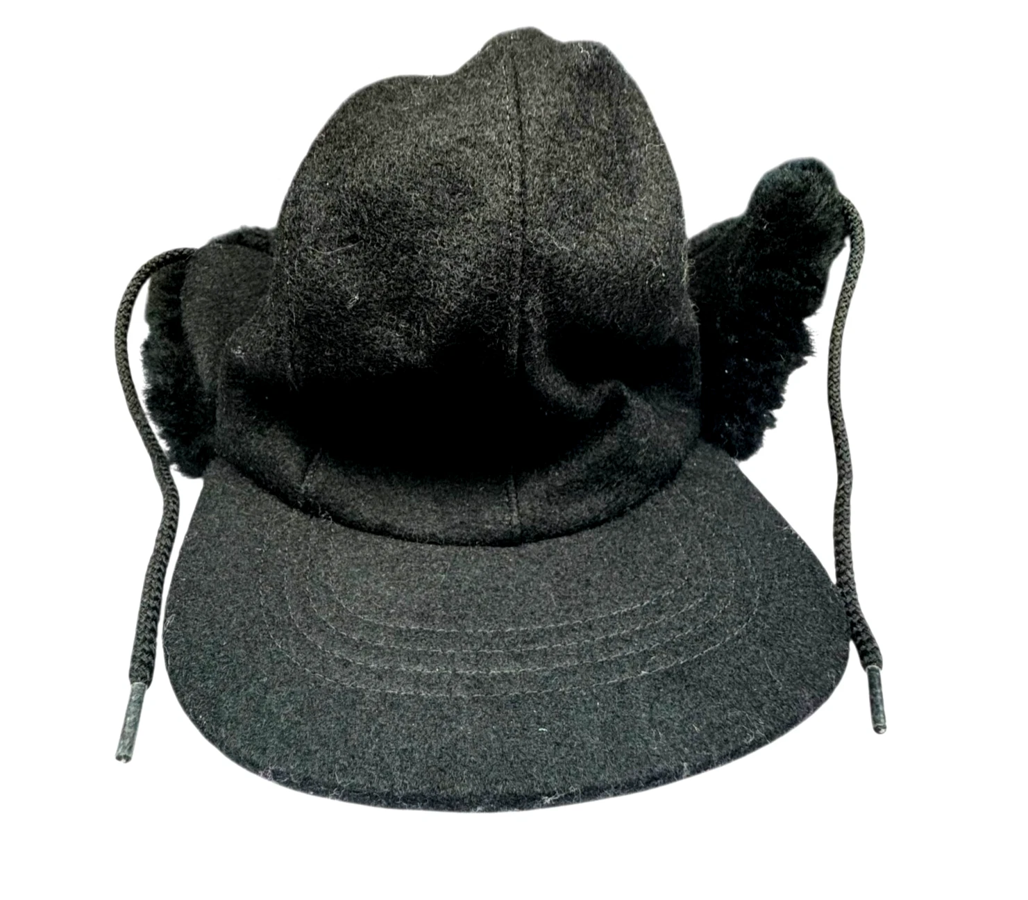 C.C. Filson Medium Double Mackinaw Double Flap Wool Cap Shearling Black