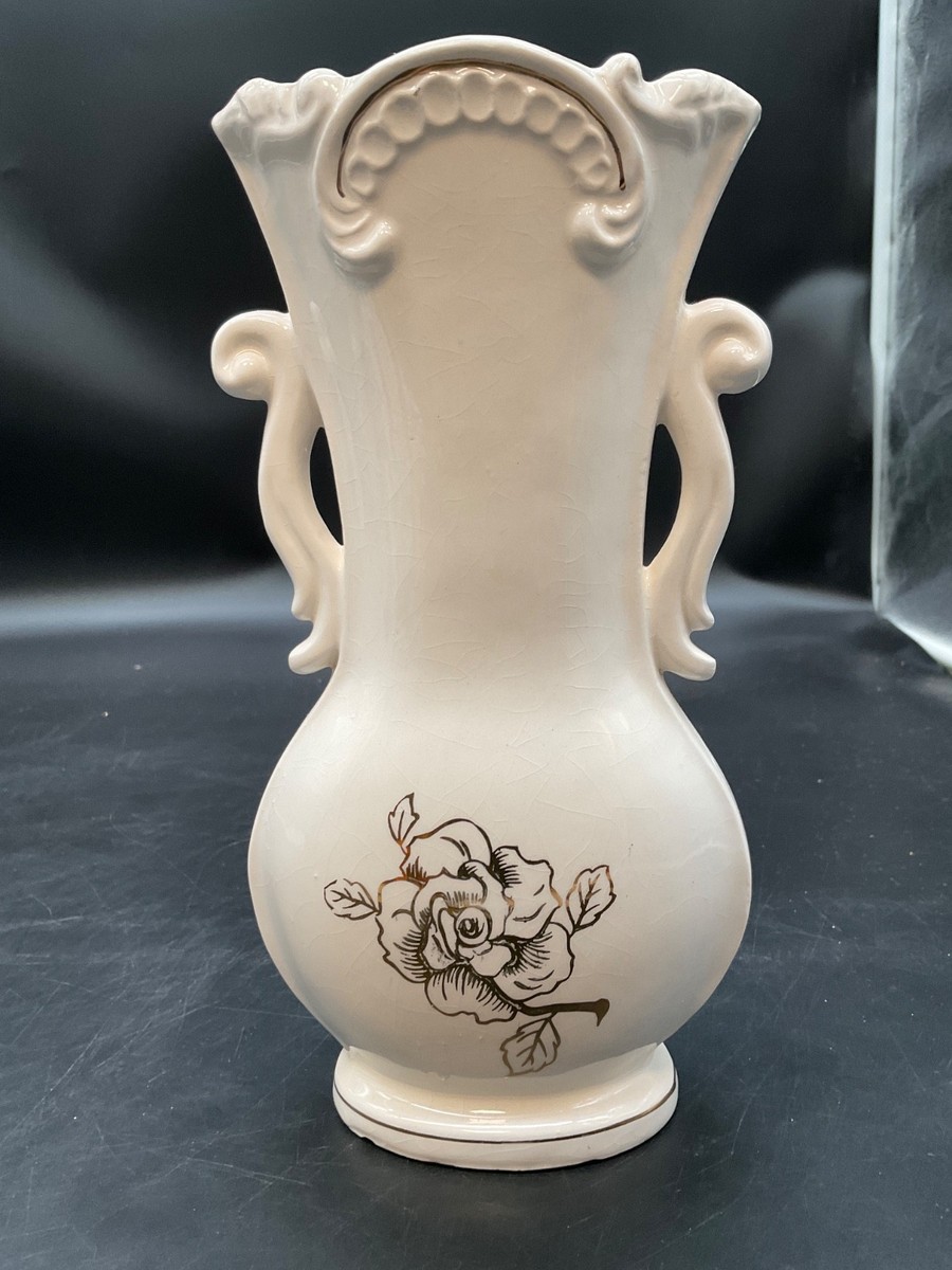 Antique Japanese Flower Vase Pink Floral Vintage Gold | eBay