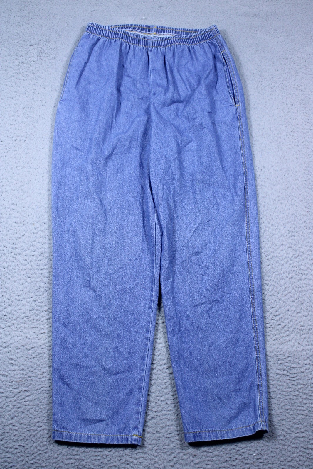 Women 26x27 Blue High Rise Straight Stretch Denim Elastic Wa