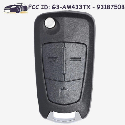 Flip Remote Key Fob 3B 93187508 G3-AM433TX for Vauxhall / Opel Vectra C Signum